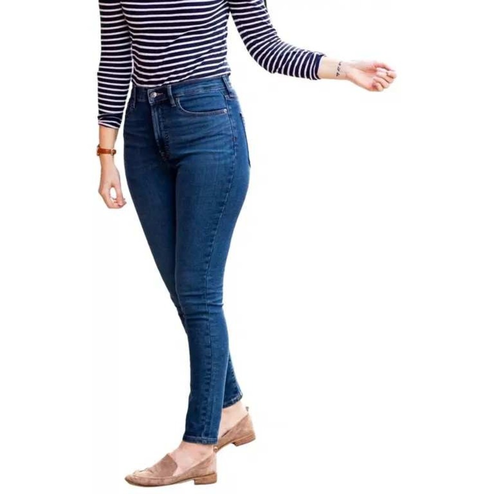 Everlane Authentic Stretch High Rise Skinny Dark Wash Denim Jeans Size 28
